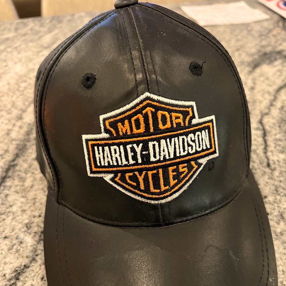 Harley Davison Leather Hat - One size - Like new.